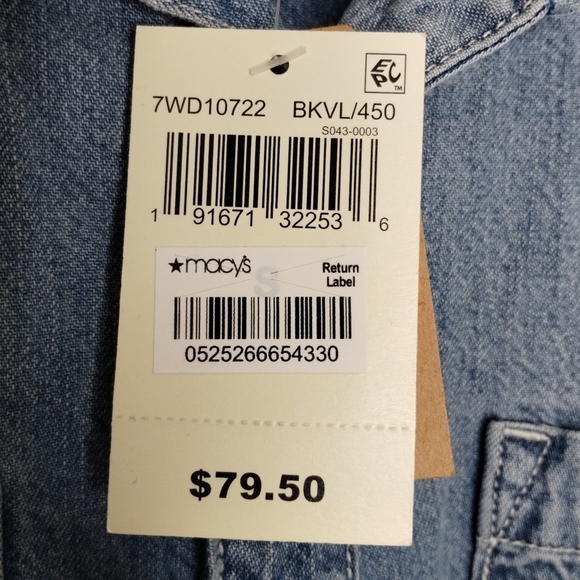 Lucky Brand Button Up Raw Hem Chambray Shirt Women's Size Small - Picture 8 of 8